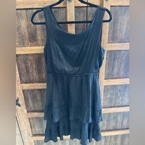 Wrangler Black Sleeveless Eyelet Peplum Dress